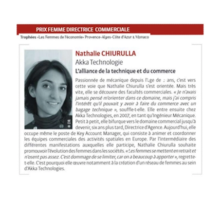 Nathalie Chiurulla - Prix femme directrice commerciale trophée Les Femmes de l'économie